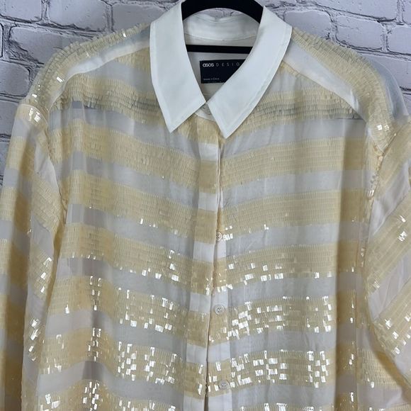 ASOS palliates top button down cream off white oversized see photos - Picture 3 of 14